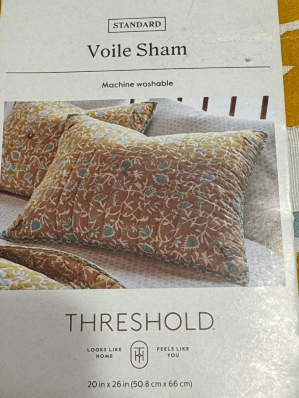 Target Yellow‎ Floral Quilted Pillow Sham with Light Blue Accents (1 Sham)